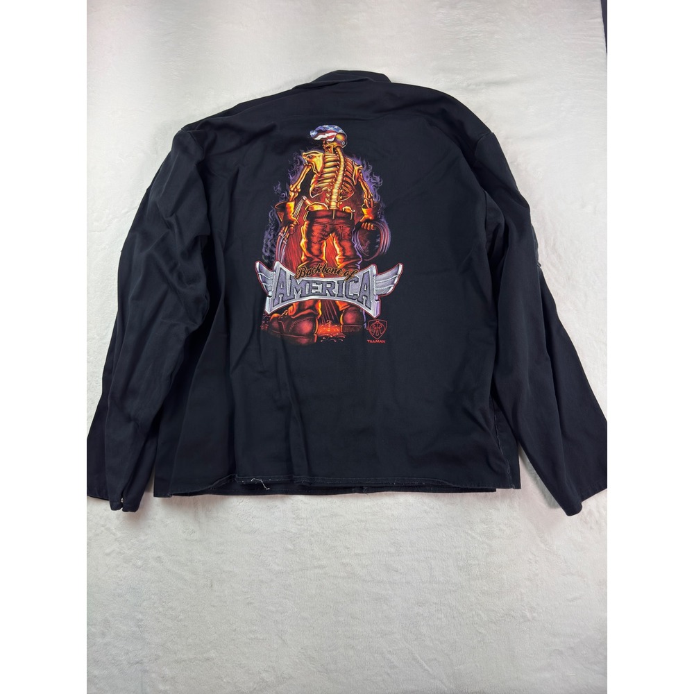 Tillman Onyx FR-7A Welding Jacket Mens 2XL Black Backbone of America Skeleton